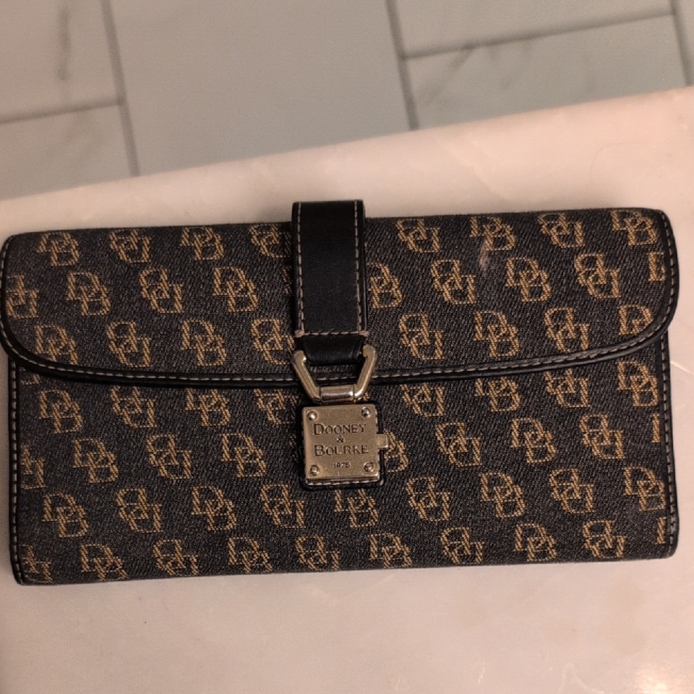 Dooney & Bourke Black and Tan Monogram Clutch